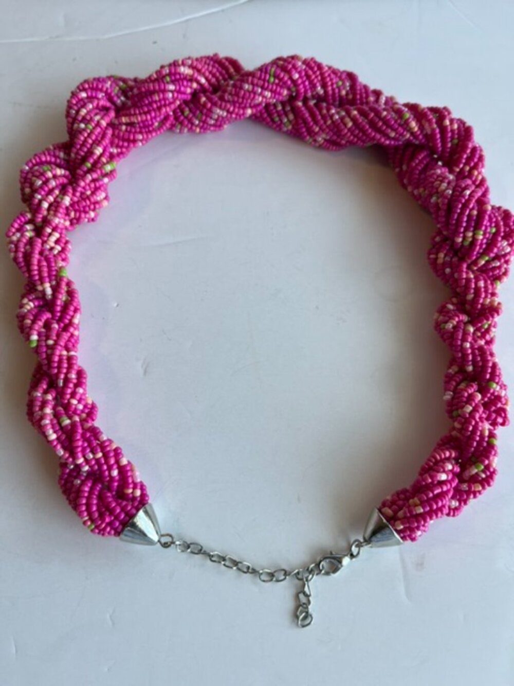Pink seed beads bohemian necklace. - Picture 3 of 3